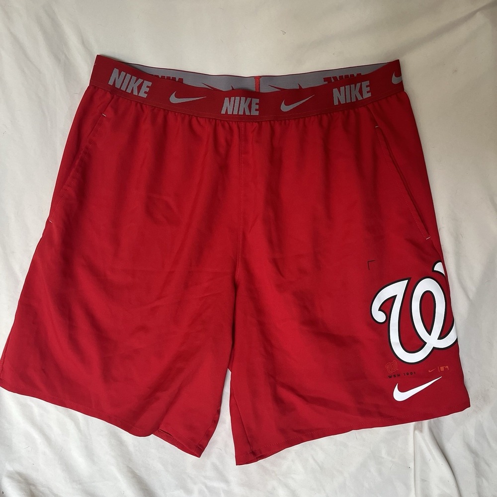 Nike Washington Nationals Shorts Red Standard Fit Mens Size XXL